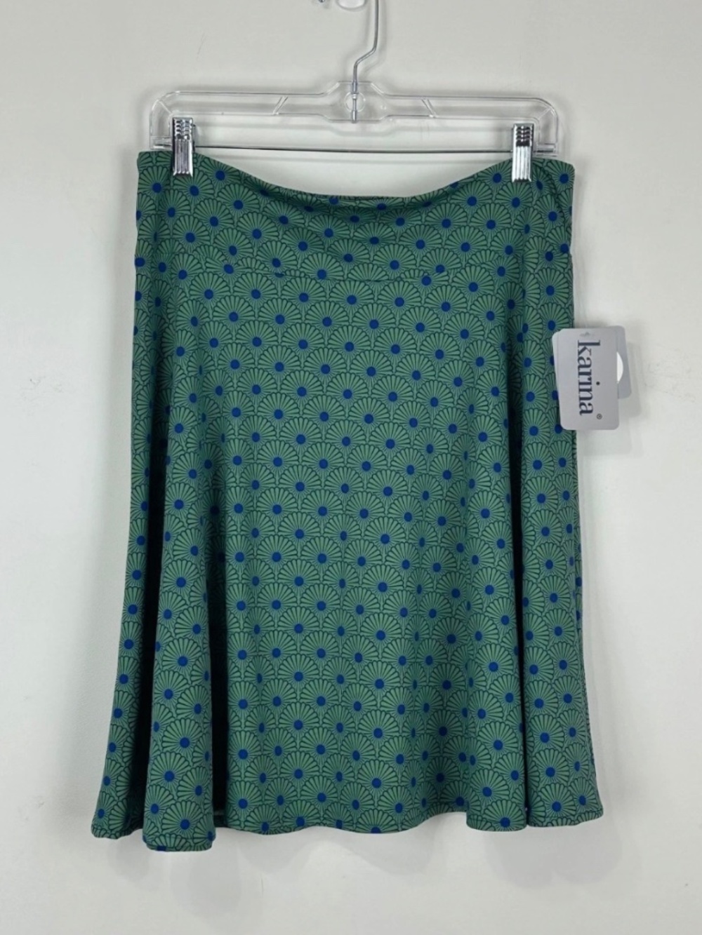 NWT Karina Easy Dress Women's Blue Teal Stretch Skirt M/L Flirty Rockabilly